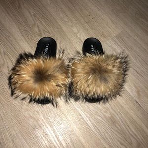 Raccoon Fur Slippers